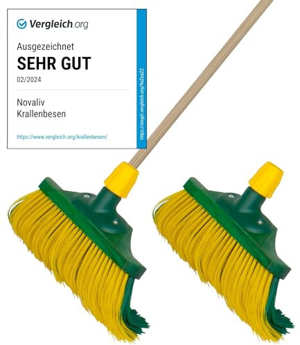 Novaliv 2 x Krallenbesen 30 cm Holz I Gartenbesen Straßenbesen I Besen Outdoor Kehrbesen (Besen + Holzstiel, 30 cm)