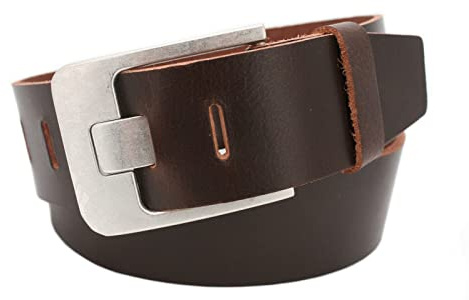 Vascavi Ledergürtel, 4,5 cm breit, Echtes Leder, Unisex Gürtel für Damen und Herren, MADE IN GERMANY, AM61-VL-Dunkelbraun-110
