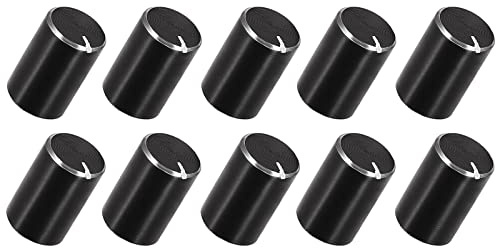 PATIKIL 10mmx15mm Volume Controllo Manopola,Potenziometro Manopola Zuntellata Albero Nero Alluminio 6mm Albero Dia. Manopola Rotativa, 10pz