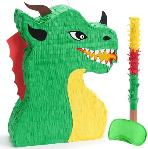 WERNNSAI Dragon Pinata Dinosaur Party Decorations with Blindfold and Stick | Dino Pinata Bundle Dungeon Dragons Birthday Halloween Party Decor Supplies