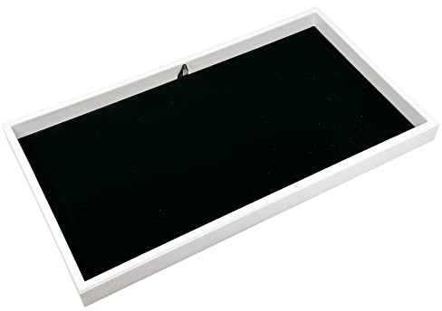 N N’icePackaging – 1 Qty – Black Velvet Deluxe Display Pad with White Plastic Tray – For Sales/Display/Showcase/Travel/Vendors/Tradeshows – 14 3/4” x 8 1/4” x 1”