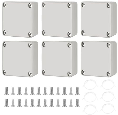 Elektronik Anschlussdose, Abzweigdosen wasserdichte IP65, Verteilerdose Aufputz, Aufputzdose, Electronic Projekt Box, Anschlusskasten Gehäuse Kunststoff (grauweiße Farbe, 63x58x35mm)
