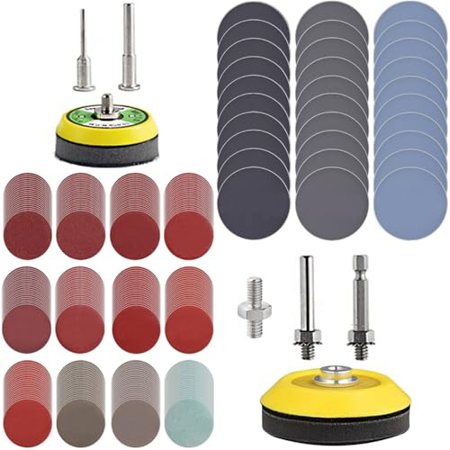 Vielseitiges Schleifscheiben-Set für Bohrmaschinen, Schleifmaschinen, Rotationswerkzeuge, Aufsatz mit 2 Stück 0,3 cm und 0,6 cm Schaft-Trägerplatten, Schleifpads inklusive Körnung 80-3000, 279 Stück