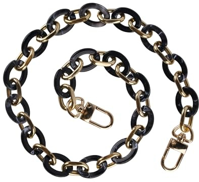 MEGAVOW 1 pezzi Tracolla Catena per Borsa Donna, Cinghia Tracolla per Borsa, Manico Piatto a Catena, Accessori per Borse Fai-da-te Uncineto Borsa a Mano, Nero, 60 cm