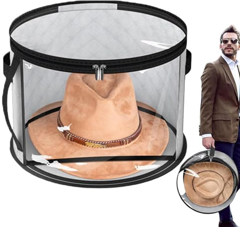 Caja Para Guardar Sombreros - Caja Para Guardar Sombreros, Contenedor Plegable Para Sombreros | Caja De Almacenamiento Transparente Y Para Sombreros Con Cremallera, Bolsa Organizadora De Sombrer