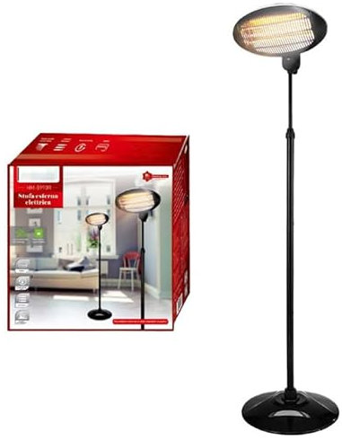 Stufa a Infrarossi 2000W | Riscaldatore Elettrico a Infrarossi con 3 Livelli di Calore | Stufa elettrica da Terrazzo per Fuori e Dentro