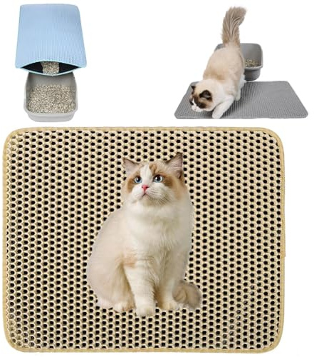 ZVD Tapis Litiere Chat,Tapis de Litière pour Chat Avec Couche Antidérapante,Tapis pour chat Imperméable, Antidérapant, Tapis Chat,Tapis de Toilette Chat pour Les Types de Chat Bac à Litière (Blanc)