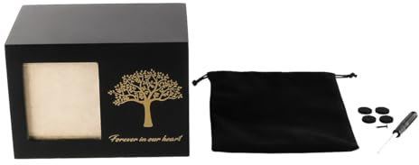 Tiardey Urnes pour Chiens pour Cendres Urnes pour Animaux Boîte pour Cendres De Chien Boîte Photo pour Cendres D Animal De Compagnie Boîte Commémorative Souvenir avec Flanelle Noire comme Doublure