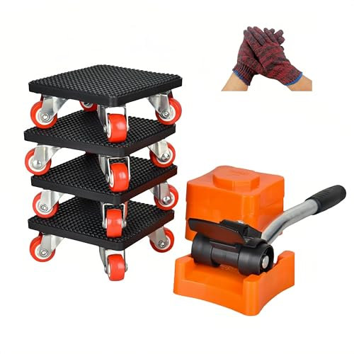 HOKEOII Furniture Moving Wheels, Furniture Movers for Heavy Items, Furniture Lifter Sliders Tool Set, 350kg Max Load Capacity, 360° Rotation Roller Furniture Dolly, for Moving Appliance Bed Cabinet