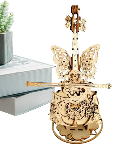 Boîte À Musique Violon Puzzle 3D - Jeu de Construction en Bois Musical à Monter,Kit Créatif Construction Décoré avec Ailes De Papillon pour