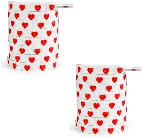Cordones planos de poliéster de 100 cm con estampado de corazón para zapatillas de deporte, corredores, botas de lona, cordones decorativos ajustables para zapatos