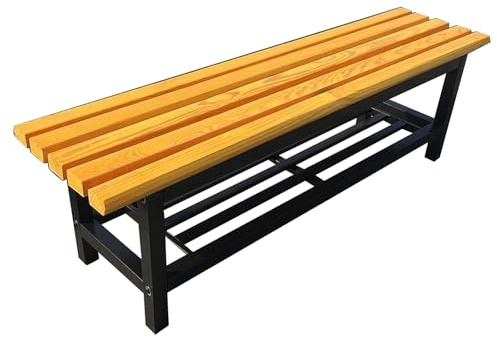 Banco de almacenamiento para exteriores, capacidad de 500 kg, asientos de jardín y patio, banco de vestuario de baño, 100 cm, color marrón, muebles duraderos y elegantes para jardín, parque y patio