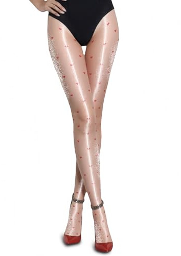 VOGEL VERE Collant Femme 12D Brillant Sexy À Motifs Cœurs ou Points | Élégant et Mignon-Confortables, Éclat Radieux, Toucher Soyeux, Idéal pour Bureau, Fêtes ou Tenue Décontractée