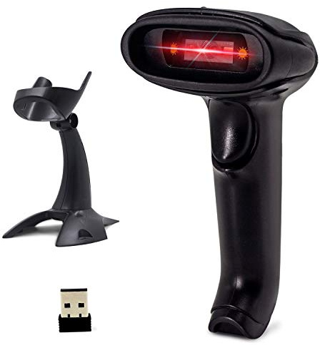 Alacrity 2D QR Wireless Barcode Scanner with Stand, 2.4GHz Wireless & Wired USB Hands Free Barcode Reader for Industry, Retail, Logistics, Warehouses, 2040DA.