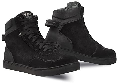 SHIMA SX-2 EVO Motorradschuhe für Herren - Atmungsaktiv, Verstärkte Leder Biker Motorradstiefel Männer mit Knöchelstütze, Rutschfeste Sohle, Schaltpolster (Schwarz, 42)