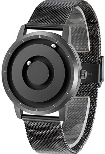 EUTOUR Uhren Herren Herrenuhr Magnet Uhr kein Glas Kugellager Quarz Armbanduhr für Männer mit Silikon/Edelstahl Mesh Armband-40mm