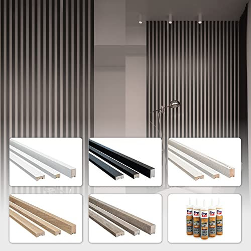 HEXIM 2,7m Lamellen MDF Holz - Lamellenwand Raumteiler Top Design Holzlamellen Wandverkleidung - (16 Stück - Eiche Sonoma) Verkleidung Deckensystem DIY
