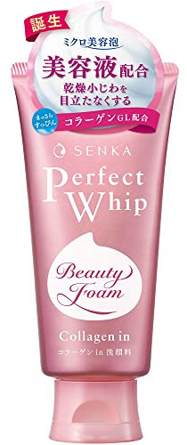 Senka Perfect Whip Collagen In 120g, Moisturising Facial Cleansing Foam, Enriched with Collagen and Hyaluronic Acid, Made in Japan