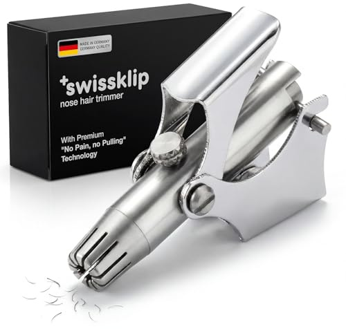 Swissklip Swissker Manual Nose Hair Trimmer for Men & Women - Precision Stainless Steel Ear Hair Remover - German Designed Grooming Tool with Rounded Safety Tip