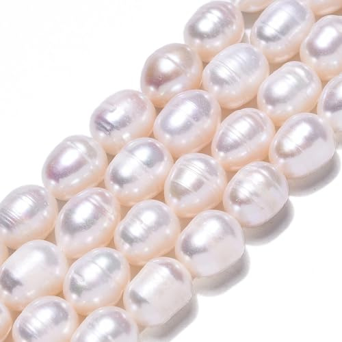 Boutigem 60Pcs Natural Freshwater Pearl Beads Seashell Color Rice Shaped Pearl Beads for Necklace Bracelet Jewelry Making