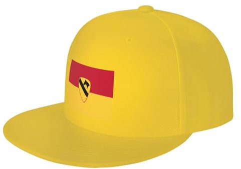 Baseballkappe mit verstellbarer Flagge der US-Armee, 1. Kavallerie-Division, Snapback-Hut für Männer und Frauen, gelb, One size