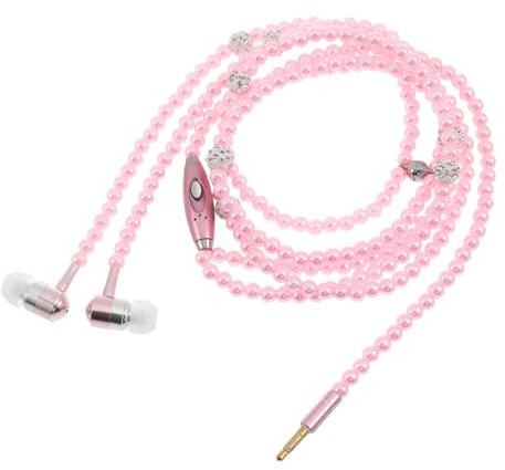 Angoily 3piezas Auriculares In-Ear con Micrófono y Diseño De Cadena De Perlas Auriculares para y Color Rosa