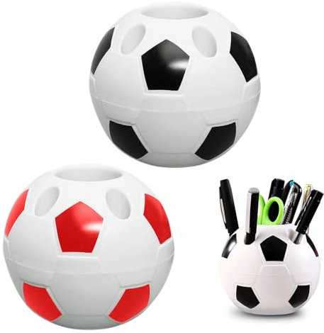 2 Piezas Estudiantes Portalápices Creativo Set, Porta Bolígrafo de Fútbol de Material Plástico para Decorar Tu Hogar, Oficina y Almacenamiento de Escritorio, Decoración de Habitación de Fútbol