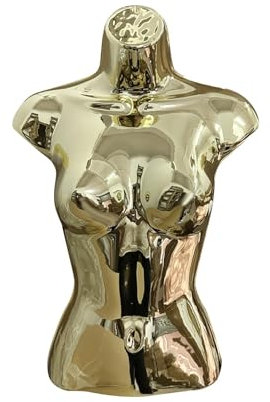 Perfeclan Weiblicher Schaufensterpuppen-Torso, weibliches Kleidermodell, Mode-Körper-Requisiten, halbe Länge, weibliche Schaufensterpuppe, Schneiderpuppe für, Gold