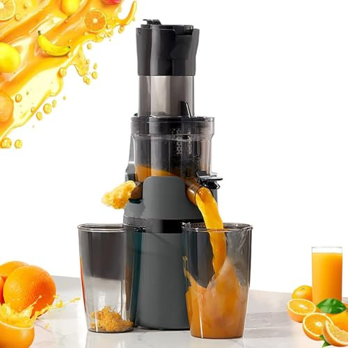 WJWWO Exprimidor centrífugo portátil para el hogar, exprimidor Profesional de Frutas y Verduras Enteras, conducto de alimentación de 90 mm/3,5 Pulgadas, Adecuado para Manzanas, Naranjas, etc.,A