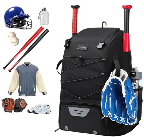Borsa per mazze da baseball, Borsa da baseball - Borsa da baseball per ragazzi, Borsa da softball impermeabile, Zaino da baseball con ruote per scomparti per scarpe Borse per mazze da baseball Borse p