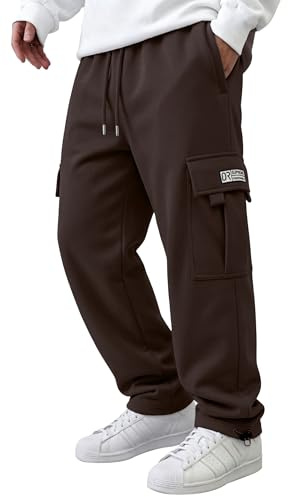 HUNGSON Mens Baggy Jeans for Men Women Y2k Skater Vintage Plain Pants Casual Wide Leg Jeans Loose Fit Denim Jeans Brown