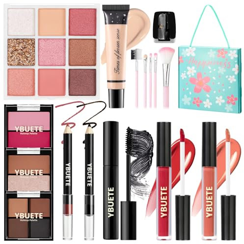 YBUETE Makeup Kit for Teens Girls Women,Portable Makeup Present Set for Beginners & Professionals, Travel Makeup Kit,Cosmetic Bundle Include Foundation Eyeshadow Palette Lipstick Eyeliner Mascara