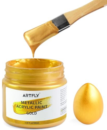 ARTFLY Pittura acrilica metallizzata oro, foglia d'oro da 100 ml per arte e artigianato, atossica, resistente alla luce, ideale per tela, legno, tessuto, ceramica e pietra