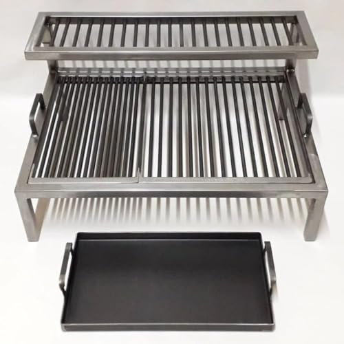 Griglia argentina di lusso con moduli in ferro rimovibili + piastra in ferro - Griglia Argentina - BBQ Parrilla Asado. Sor pampa grill - Cod 10 (81,3 x 50,8 cm)