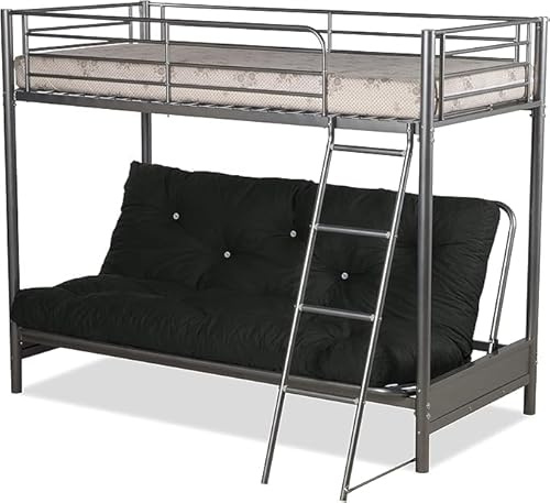 Metal Futon Bunk with diffrent color futon mattress (Black)