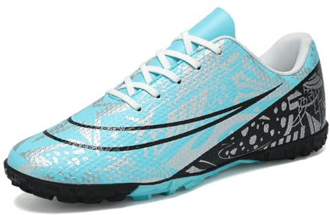 eimeinuosy Tacos de fútbol para hombres y mujeres, zapatos de fútbol unisex para exteriores, botas de rugby firmes, ligeras para interiores, zapatos de fútbol juveniles AG TF para entrenamiento