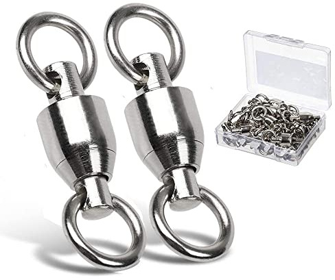 9Tong Giratorios Conectores Emerillones Imperdibles de Pesca Rolling Swivels Alta Resistencia Rodamiento de Bolas Giratorio con Sólido Anillos