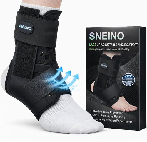 Ankle Brace for Women Men - Ankle Support Brace for Sprained Ankle, Ankle Stabilizer for Achilles, Tendon, Sprain, Injury Recovery, Lace up Ankle wrap for Running, Basketball, Volleyball (Ankle Brace, Medium)
