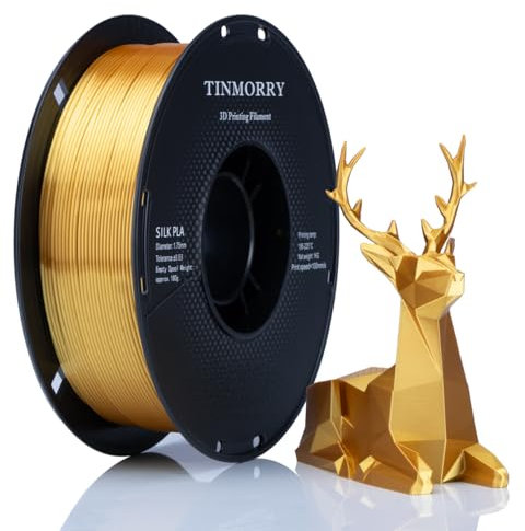 Silk PLA Filament 1.75mm, TINMORRY 3D Drucker Filament, 1 kg, 1 Spule, Silk Gold