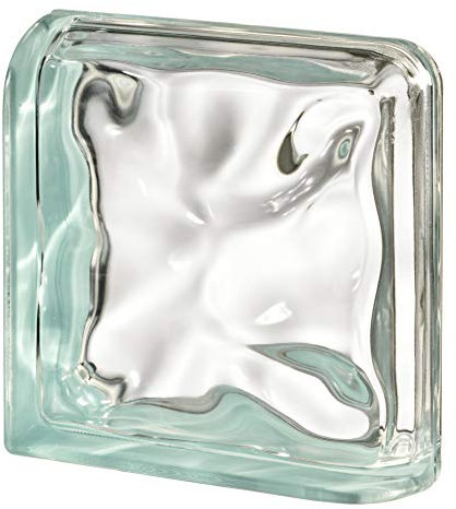 Terminal Curvo Agua Reflejos Caribe para paredes de bloques de vidrio | cm 19x19x8 | Unidad de venta 1 pieza