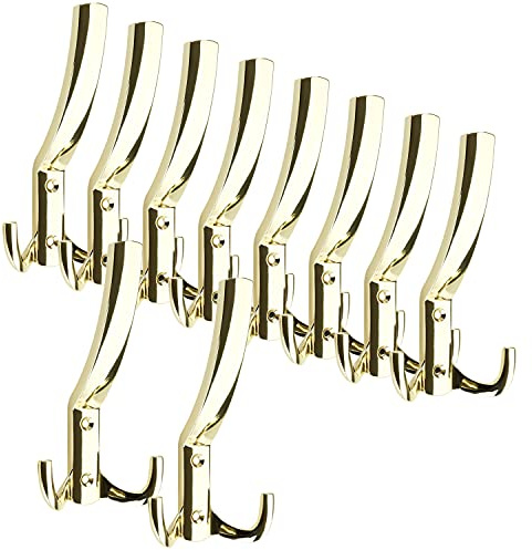 SOTECH 10 Stück Garderobenhaken JULIE STRONG lang Messingoptik neue stabile Ausführung Kleiderhaken
