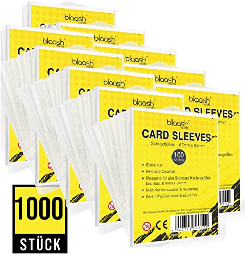 blaash® Card Sleeves | 1000 Premium - Hüllen | Transparente Kartenhüllen für alle gängigen Spiel- und Sammelkarten wie YuGiOh, MTG, Match Attax| Standard Penny Soft Sleeves | 67 x 94mm