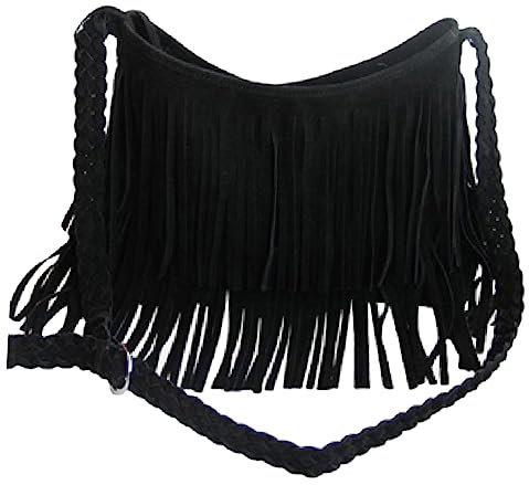 Polyester Fransen Umhängetasche Handfrei Schwarz, Damen, Weihnachten Event