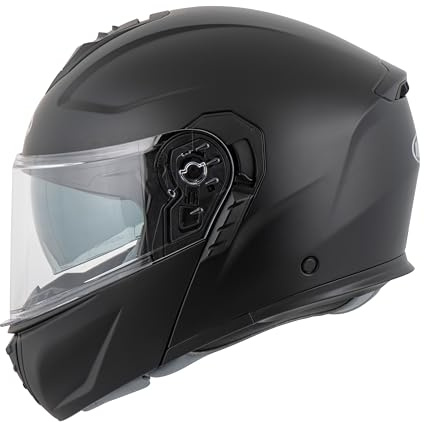 MTR K-4 Evo Klapphelm, als Jethelm & Integralhelm ECE 22.06 Geprüft, Motorradhelm mit Sonnenvisier, Mopedhelm mit Komfort-Innenfutter, Motorradhelm Herren & Damen, Matt Schwarz, M
