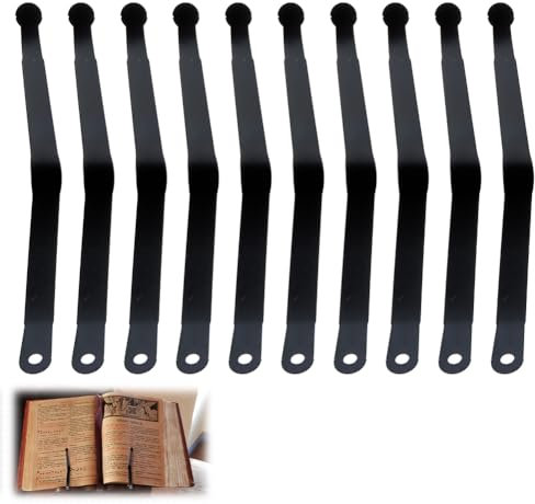 SUPERFINDINGS 10pezzo Supporto per Libri In Metallo Clip per Pagine Porta Pagine per Libri per La Lettura Pressa per Libri In Acciaio Nero Sostituzione Molla di Torsione per Libri di Testo Da