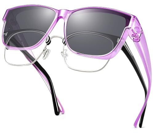 URUMQI Gafas de sol para hombre y mujer, A17 Transparente Púrpura/Gris