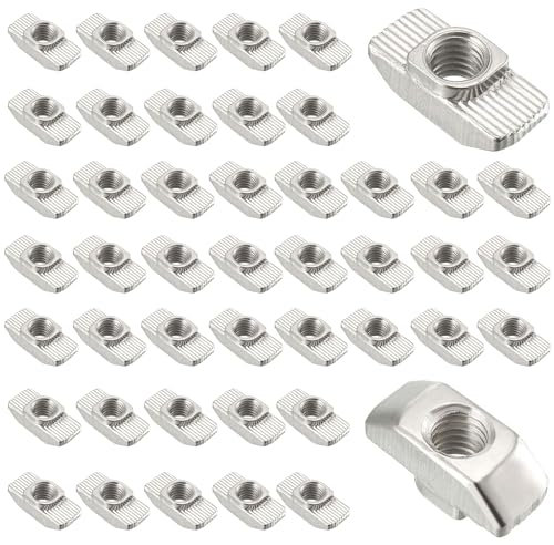 laeeyin 60 Stück Nutensteine M6 Nutensteine Kohlenstoffstahl T-Slot Nutmuttern Hammermutter für Aluminiumprofil Extrusionsschlitz (EU30-M6-15.5X8)