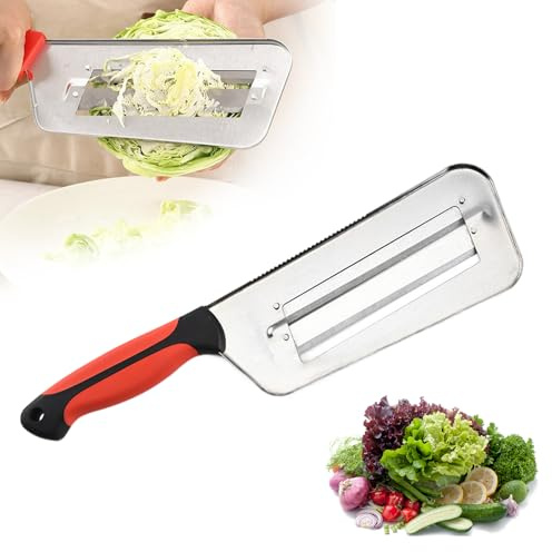 Multifunctional Vegetable Cutter, 2025 Upgraded Stainless Steel Double-layer Slicer, Cabbage Slicer Shredder, Stainless Steel Vegetable Cutter (1, Black Red)