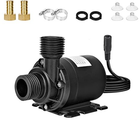 Mini Pompe a Eau 12V, Pompe Aquarium DC 12V, Pompe Fontaine 800L/H 5M, Ultra Silencieuse, pour Aquarium Étang Fontaine Réservoir de Poissons Hydroponic Systems, avec 4 Pieds de Ventouses