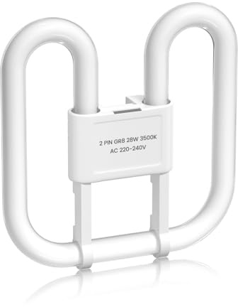 Lamptobe GR8 2-PIN 28W Compact Fluorescent Lamp - 2D Square Flat Butterfly Shape Energy Saving Lamp Warm White 3500K GR8 DD CFL Light Bulb Non-Dimmable for Office, Recessed Ceiling Lights (1-Pack)